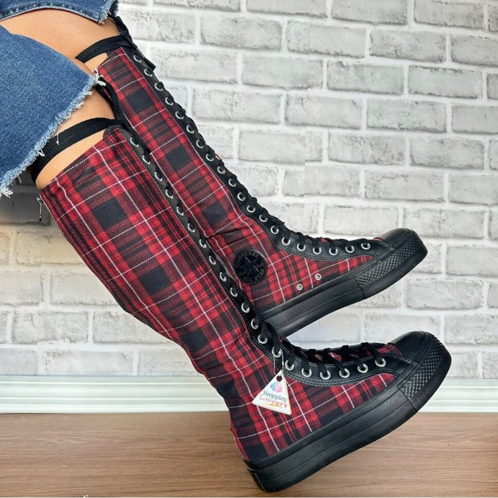 Converse Chuck Taylor Lift XXHi Platform Plaid Boots Womens A17685C - Picture 5 of 8